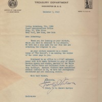 Letter: Frank J. Wilson to Irving Rosenberg, Washington, D.C., December 3, 1945.