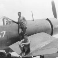 Marines of Air Warning Squadron-1 on an F4U Corsair fighter aircraft in World War II